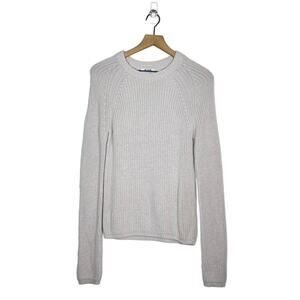 525 Pullover Sweater Women's Size Small Tan Knit Stretch 100% Cotton Long Sleeve